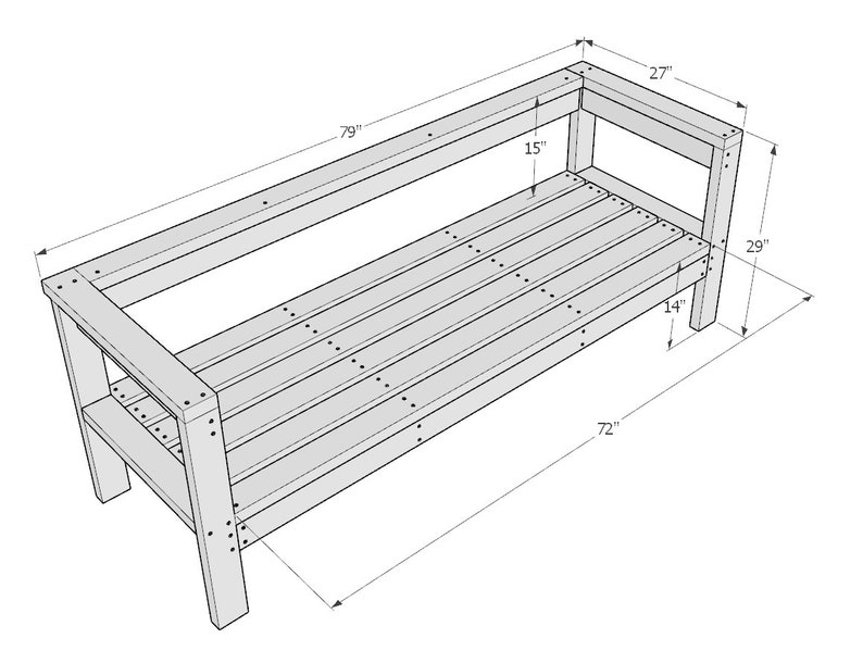 PDF Download, Easy-to-Build 2x4 Wooden Sofa Plan, Outdoor Lounging Couch image 5