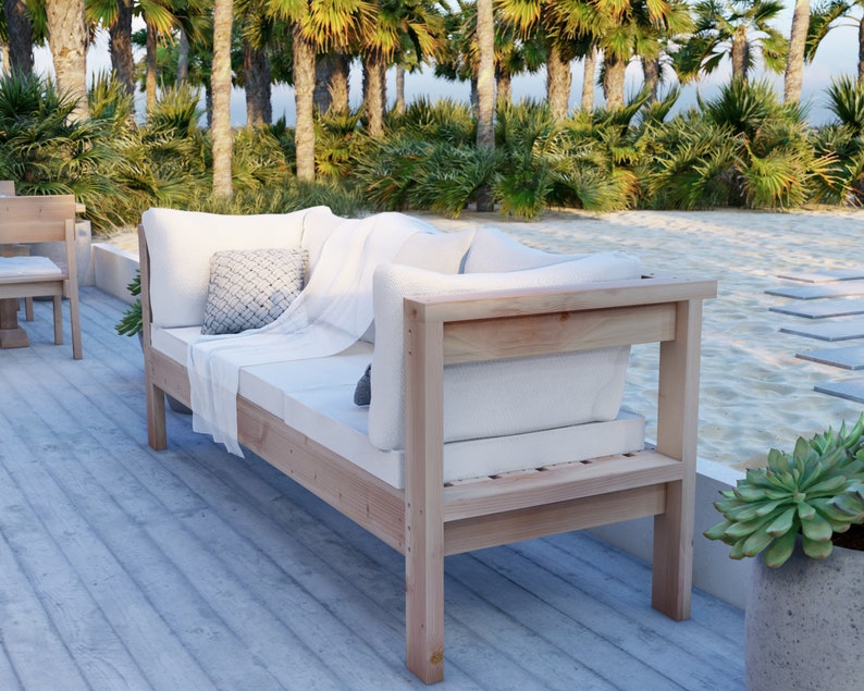 PDF Download, Easy-to-Build 2x4 Wooden Sofa Plan, Outdoor Lounging Couch image 4