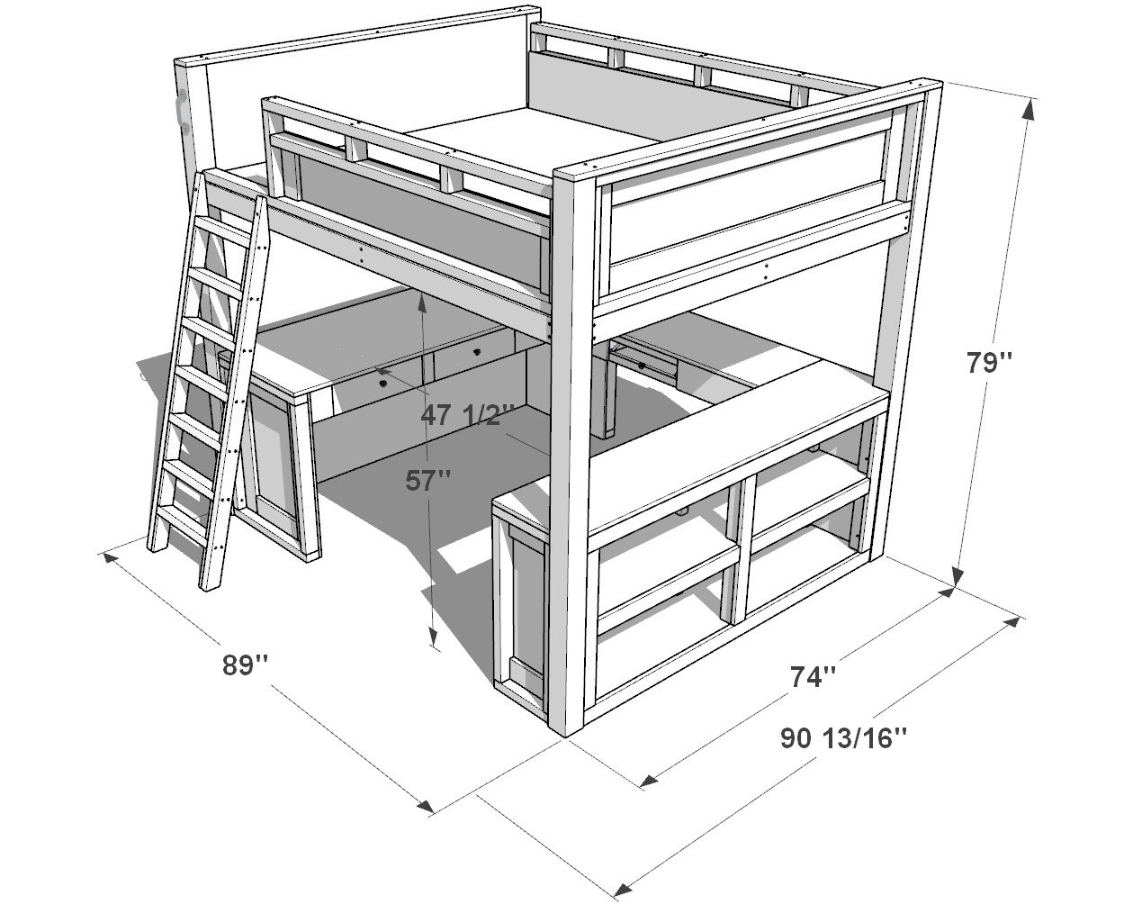 Queen DIY Loft Bed Plan PDF Stepbystep Guide for a Stylish Etsy UK