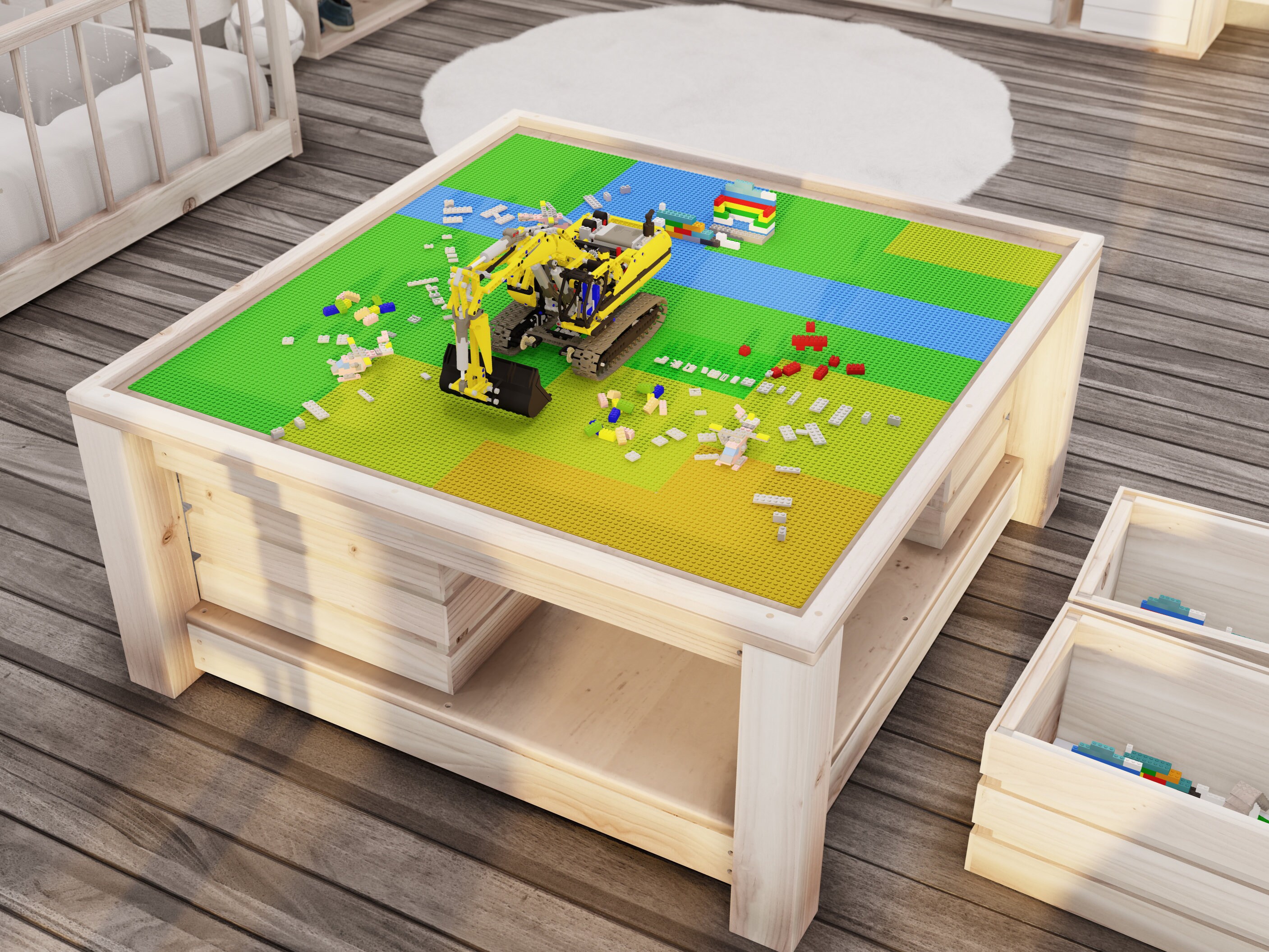 DIY Play Table (24 x 36) with Storage Bins Free Plans - Jaime