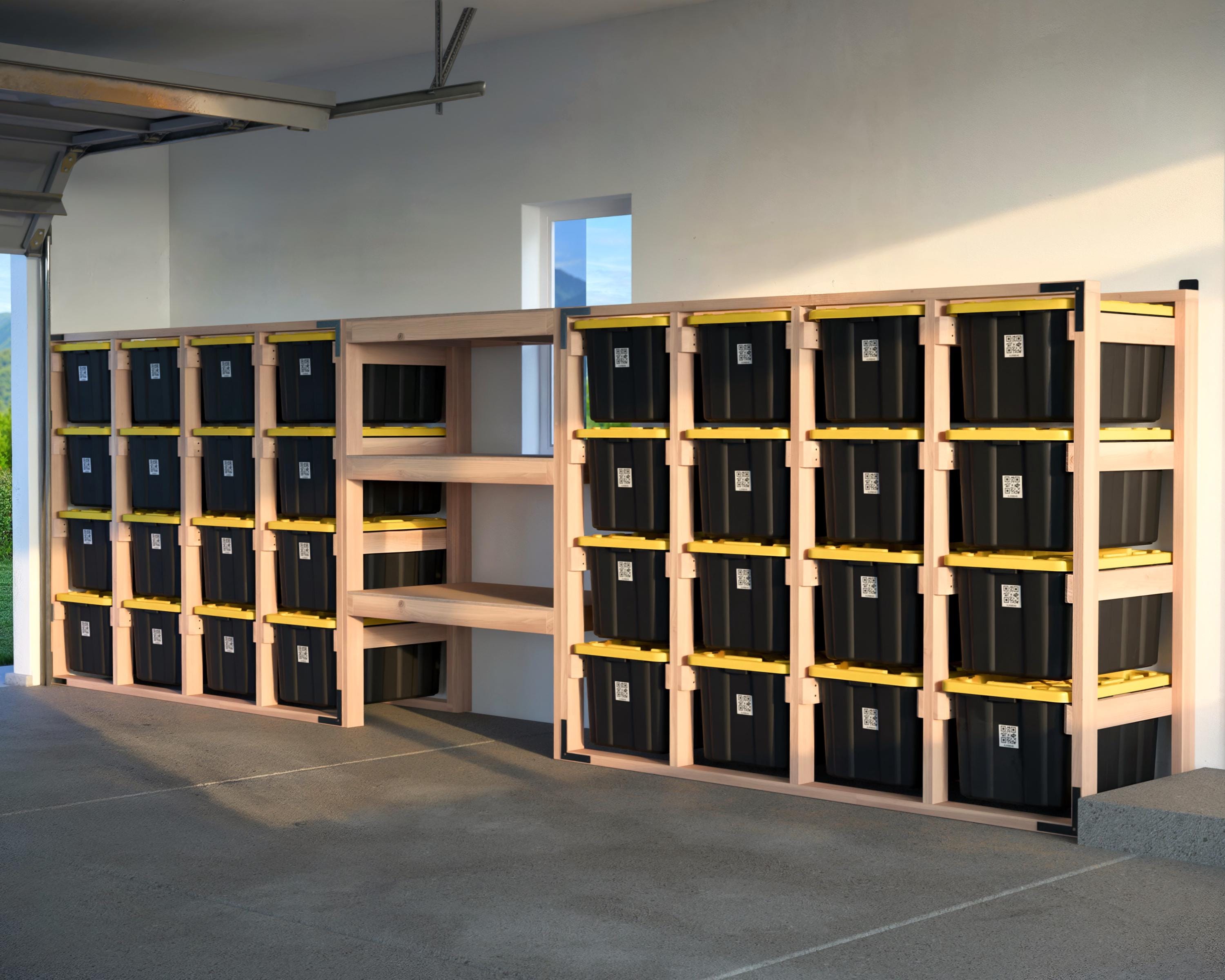 27-gallon Tote Storage Rack Plan (PDF): Double 4-wide X 4-high
