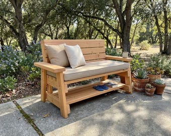 DIY Outdoor Terrasse Bank Plan PDF: Lagerregal, Ergonomische Rückenlehne, 2x4 Build