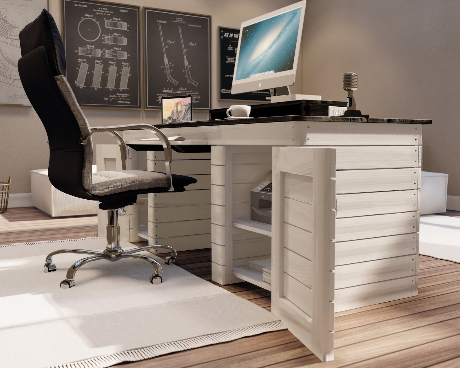 Computer Desk Plan With Storage and Monitor Riser, PDF Download - Etsy