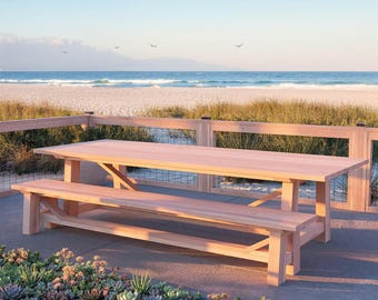 Plan stołu jadalnianego w stylu wiejskim i pasującej do niego ławki, 10 stóp, do pobrania w formacie PDF