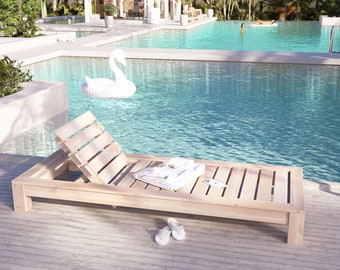 PDF Download,  DIY Poolside Wooden Lounger PDF Plan - Chaise Lounge Step by Step Guide