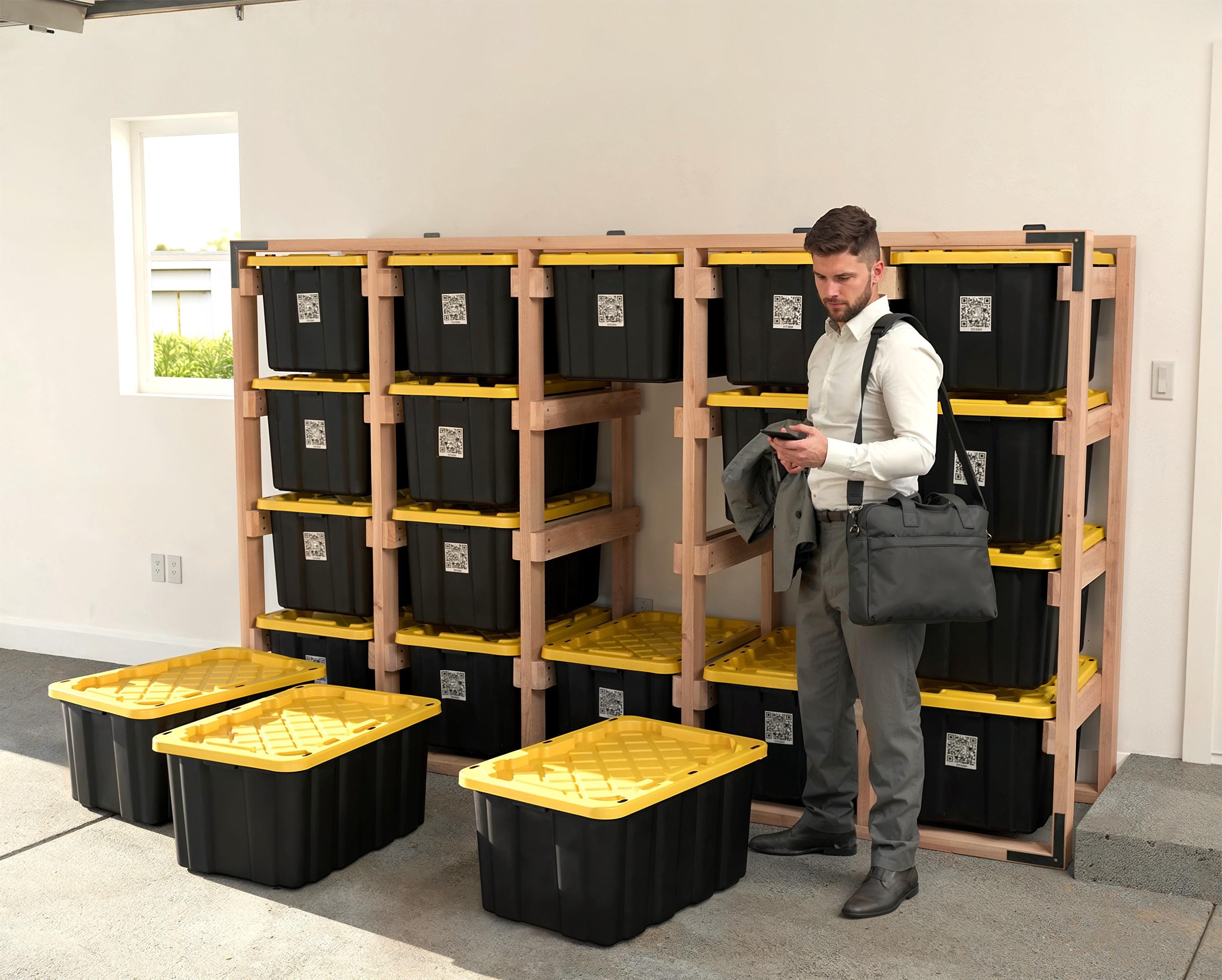 27-gallon Tote Storage Rack Plan (PDF): 5-wide X 4-high Racks (20 Totes ...