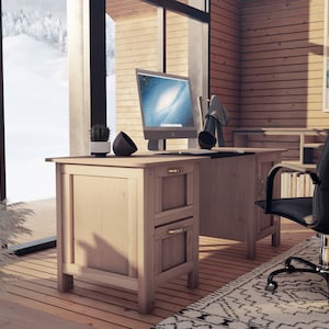 PDF Download, DIY computer desk plan, Office desk plan