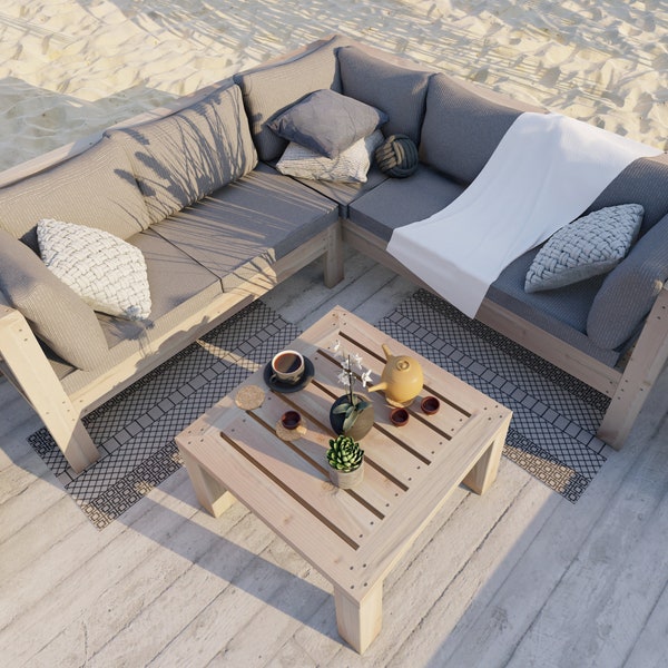 PDF Download, DIY plans: outdoor sectional and coffee table