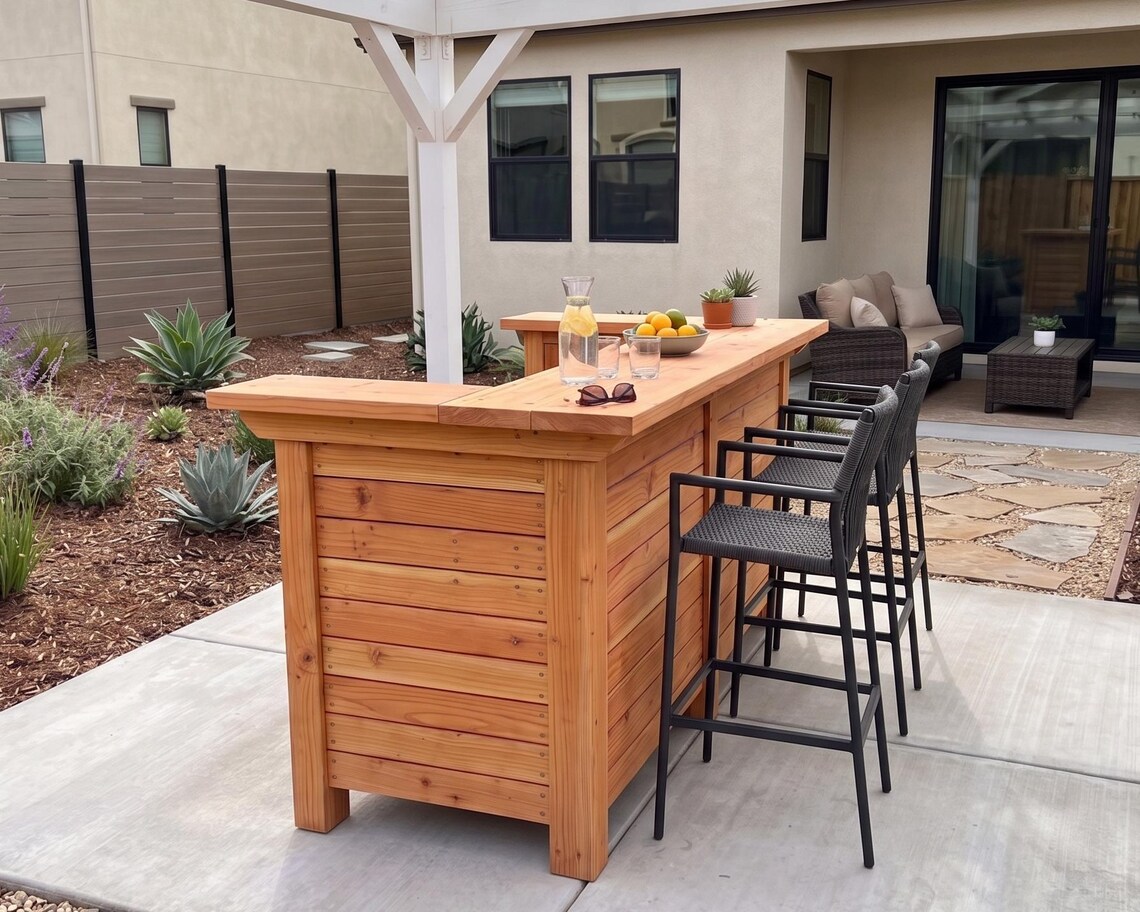 DIY Outdoor Bar Plans PDF: L-shape Home Bar, 93 Inch, Beginner Build - Etsy