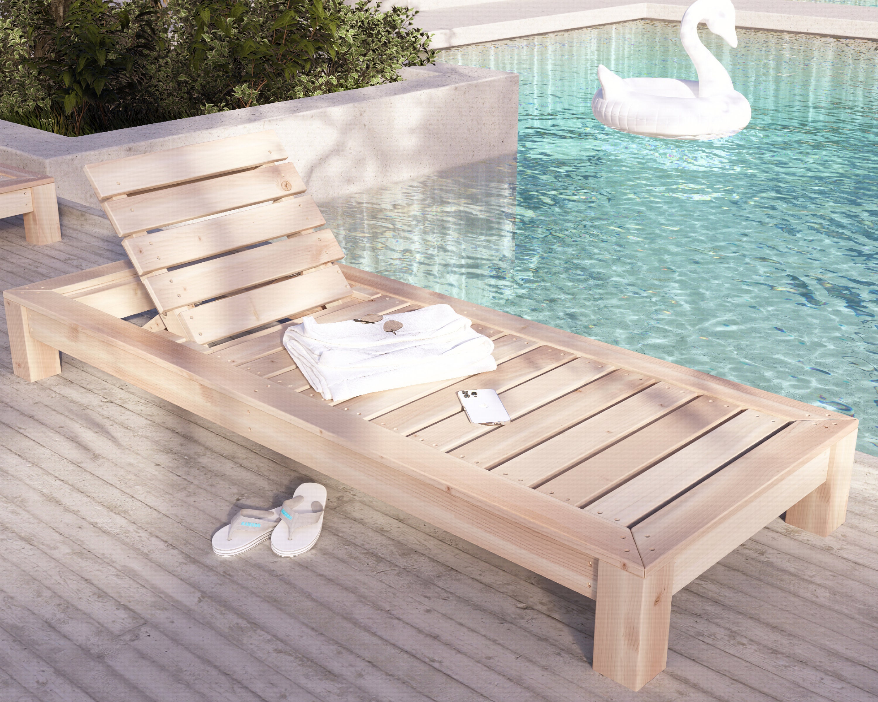 DIY Poolside Wooden Lounger PDF Plan Chaise Lounge Step by Step