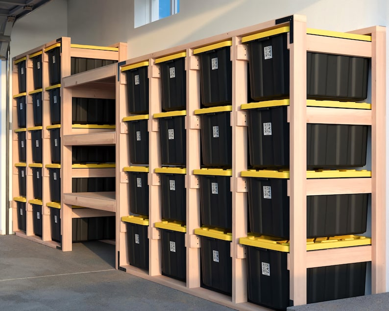 27-gallon Tote Storage Rack Plan (PDF): 3-wide X 5-high Rack, Center ...