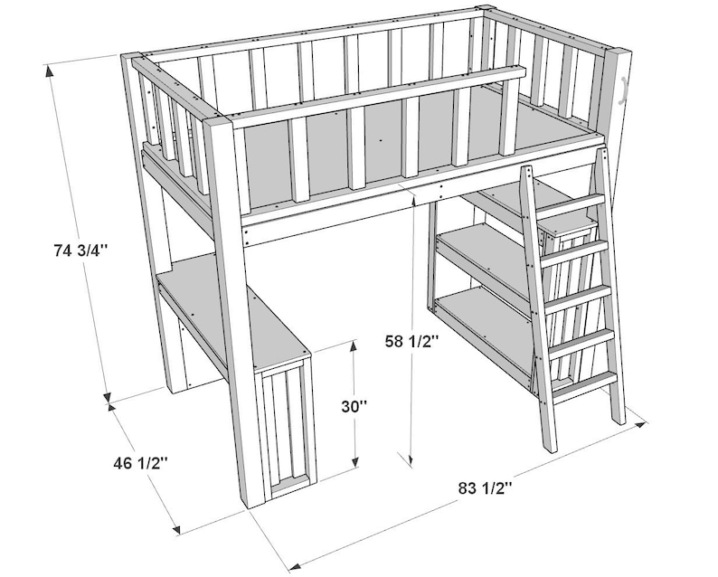 Twin Loft Bed DIY Plan Etsy