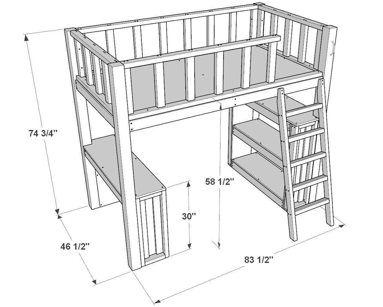 Twin Loft Bed DIY Plan Etsy UK