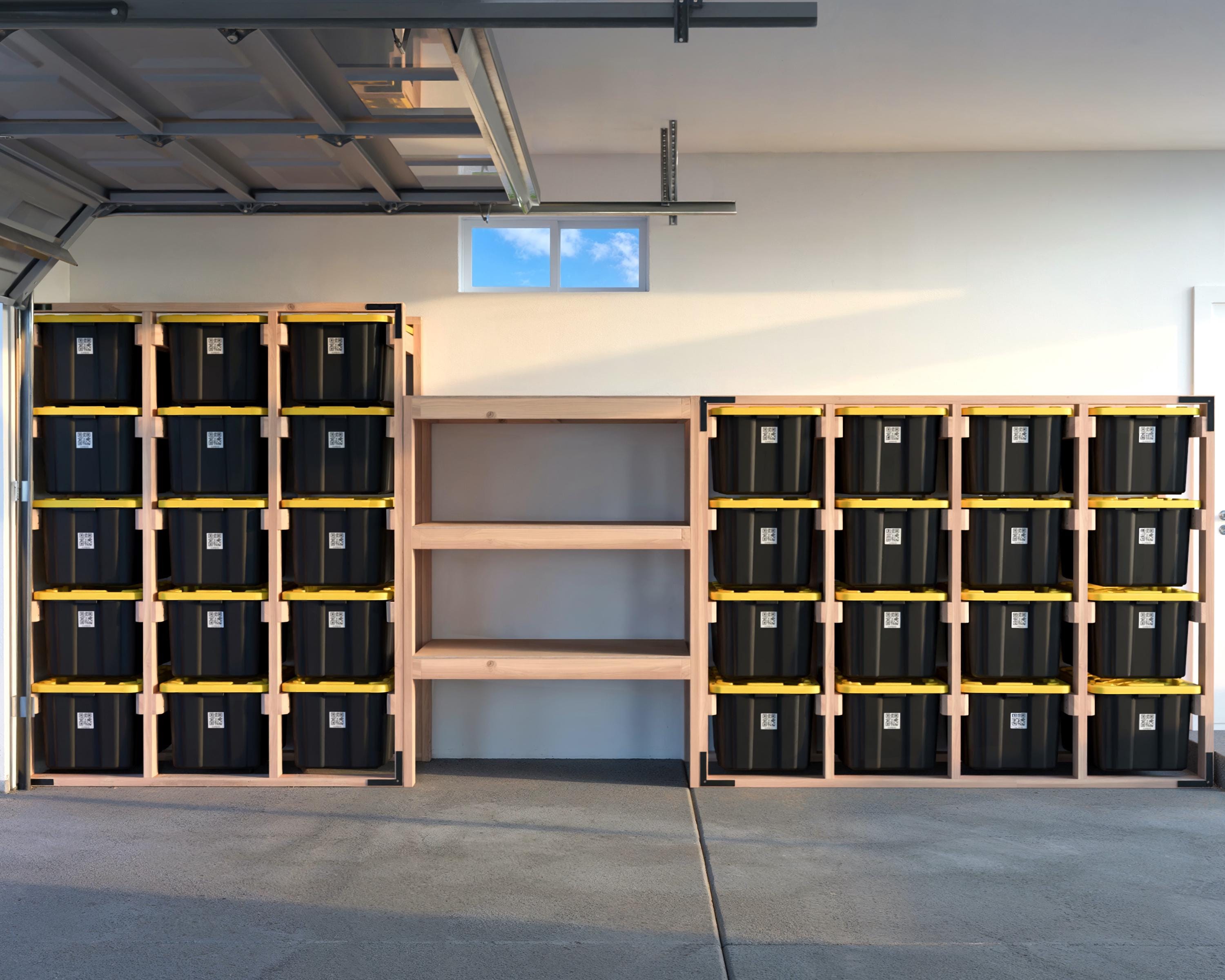 27-gallon Tote Storage Rack Plan (PDF): 3-wide X 5-high Rack, Center ...