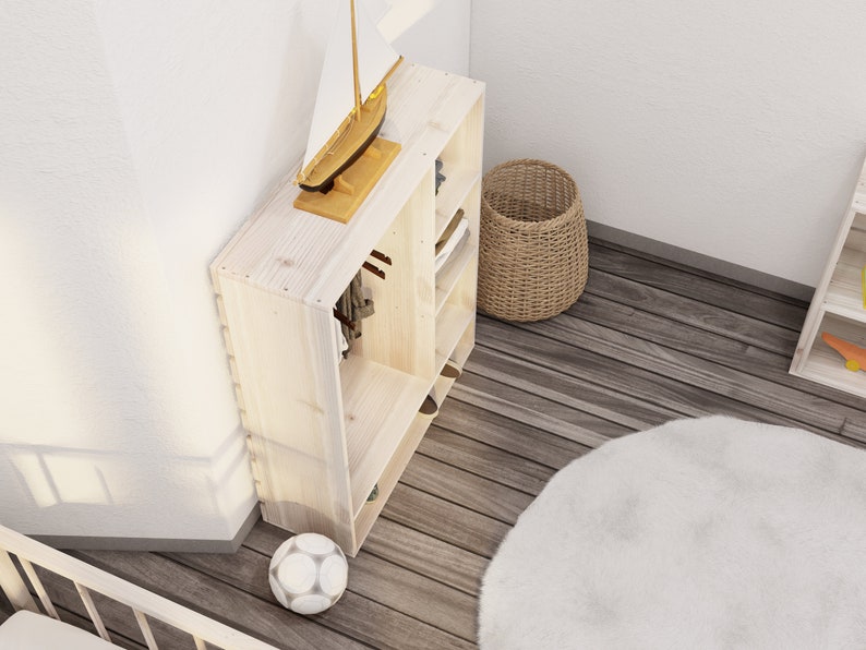 Montessori-garderobsplan för barn med förvaringsfack och hängstång, PDF-nedladdning bild 6