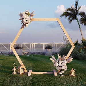 Descarga en PDF, plan de bricolaje para cenador de bodas hexagonal portátil, instrucciones de construcción de arco plegable