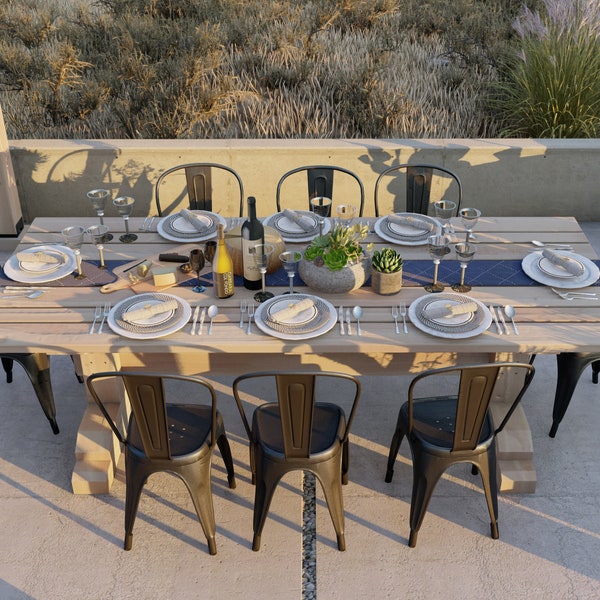 PDF Download, DIY plans Outdoor Dinning table 8 feet, seats up to 8 people
