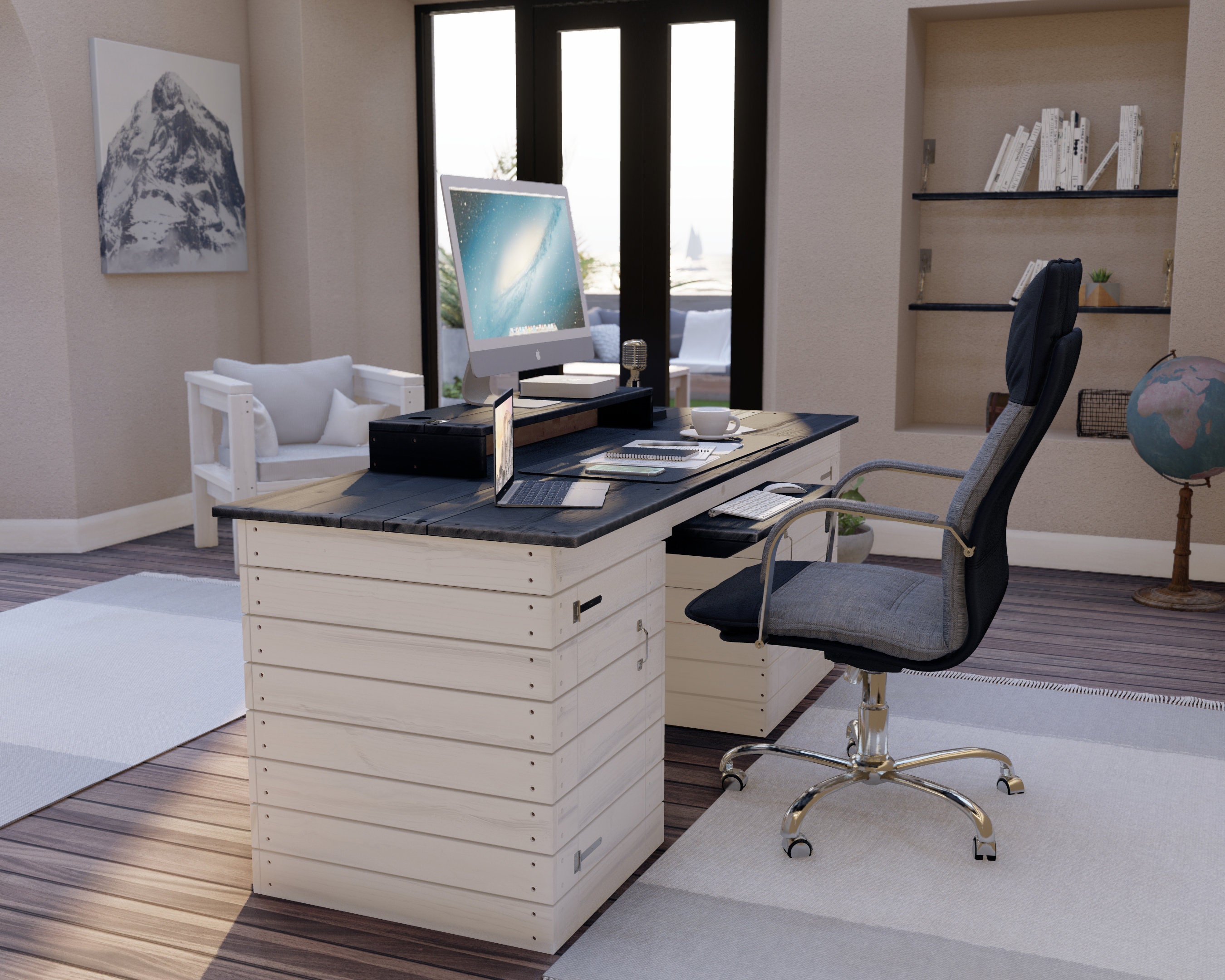 Computer Desk Plan With Storage and Monitor Riser, PDF Download - Etsy