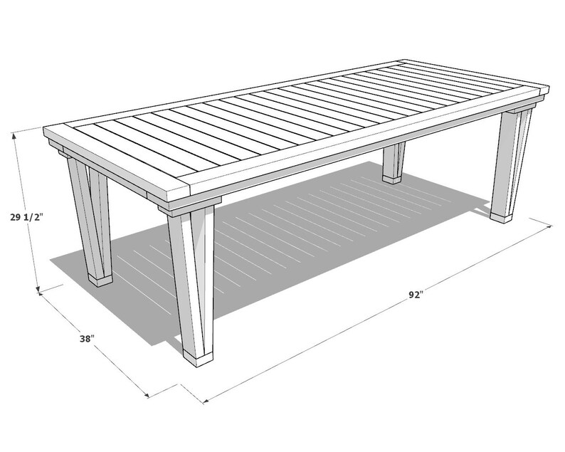 Outdoor Table and Bench Plan, Modern Farmhouse, PDF Download - Etsy
