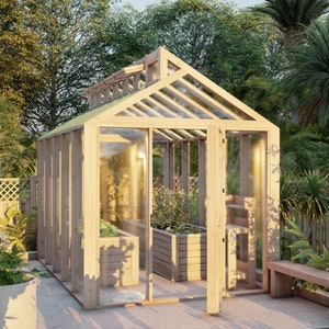Greenhouse Plan 12x8, Plastic Sheeting, Polycarbonate Roof, PDF Download