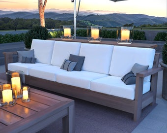 Patio Bench Plan, 4 Seater with Backrest and Arms, PDF Download