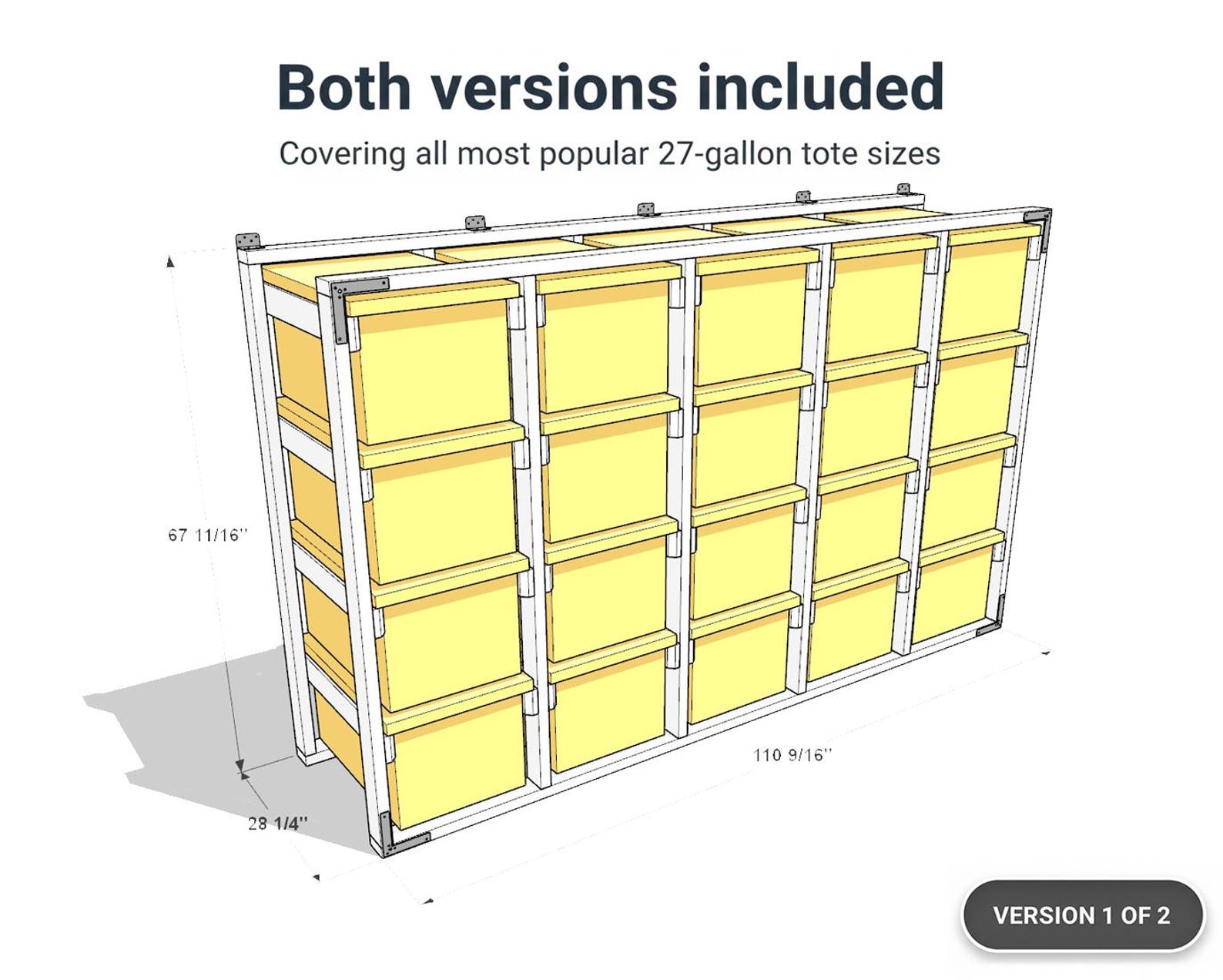 27-gallon Tote Storage Rack Plan (PDF): 5-wide X 4-high Racks (20 Totes ...