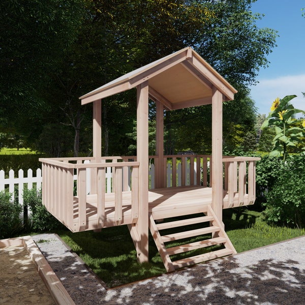 PDF Download, DIY plans Outdoor wood kids playhouse