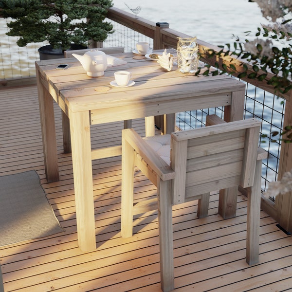 PDF Download, DIY outdoor dining table and chair set plan