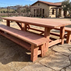 DIY Farmhouse Dining Table Plan PDF: Large 10 Foot Set with Bench