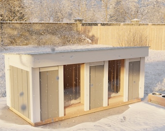 PDF Download, DIY double doghouse plan, Heavy duty DIY doghouse plan, Insulated doghouse