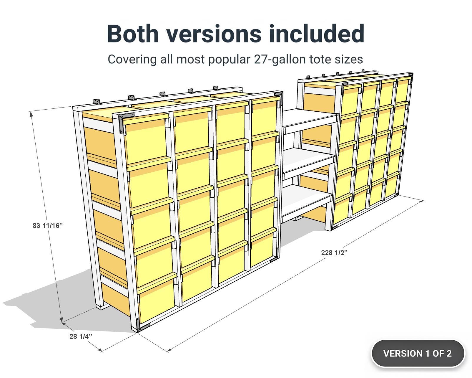 Diy Material Rack Plan.pdf 27-gallon Tote Storage Rack Plan (PDF): Double 4-wide X 5-high Racks ...