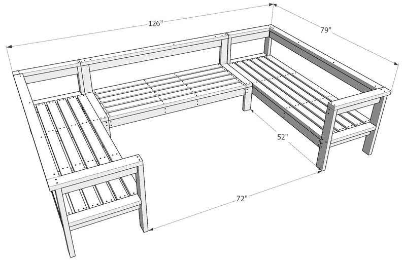 PDF Download, DIY plans for U-shaped outdoor sectional sofa image 9