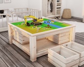 DIY plans: building bricks play table and storage system