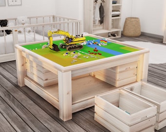 PDF Download, DIY plans building bricks play table and storage system