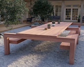 Outdoor Table and Bench Plan 16 ft, 6x6 Base, PDF Download