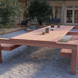 Outdoor Table and Bench Plan 16 ft, 6x6 Base, PDF Download