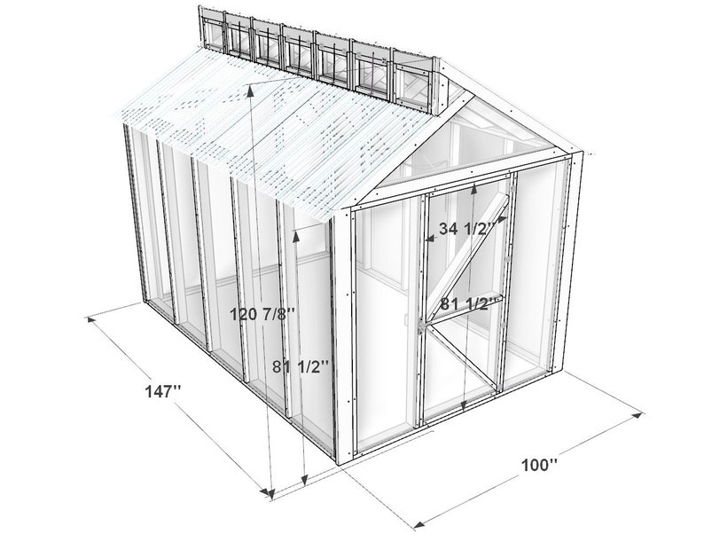 PDF Download, 128 DIY greenhouse plans, Greenhouse featuring plastic sheeting, Greenhouse using clear plastic sheeting image 8