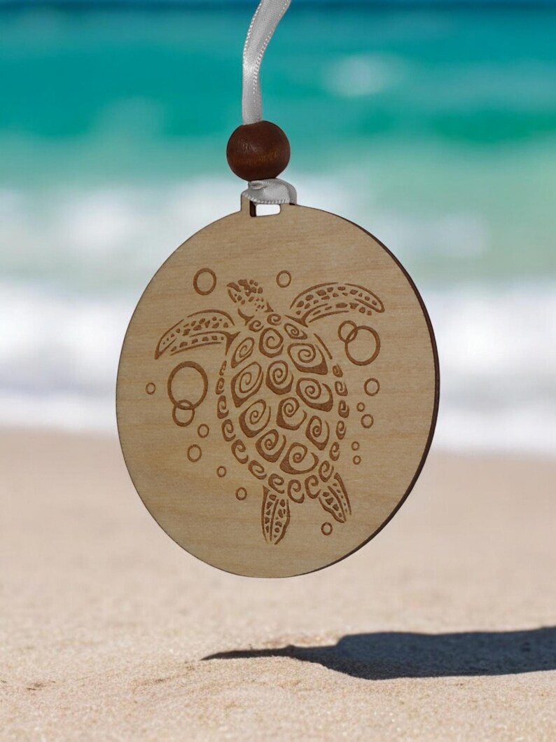 Tribal Turtle Ornament Sea Turtle Swimming Etsy