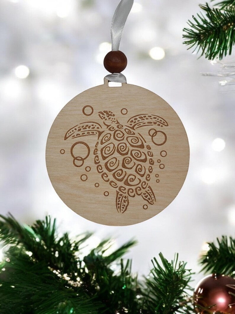 Tribal Turtle Ornament Sea Turtle Swimming Etsy