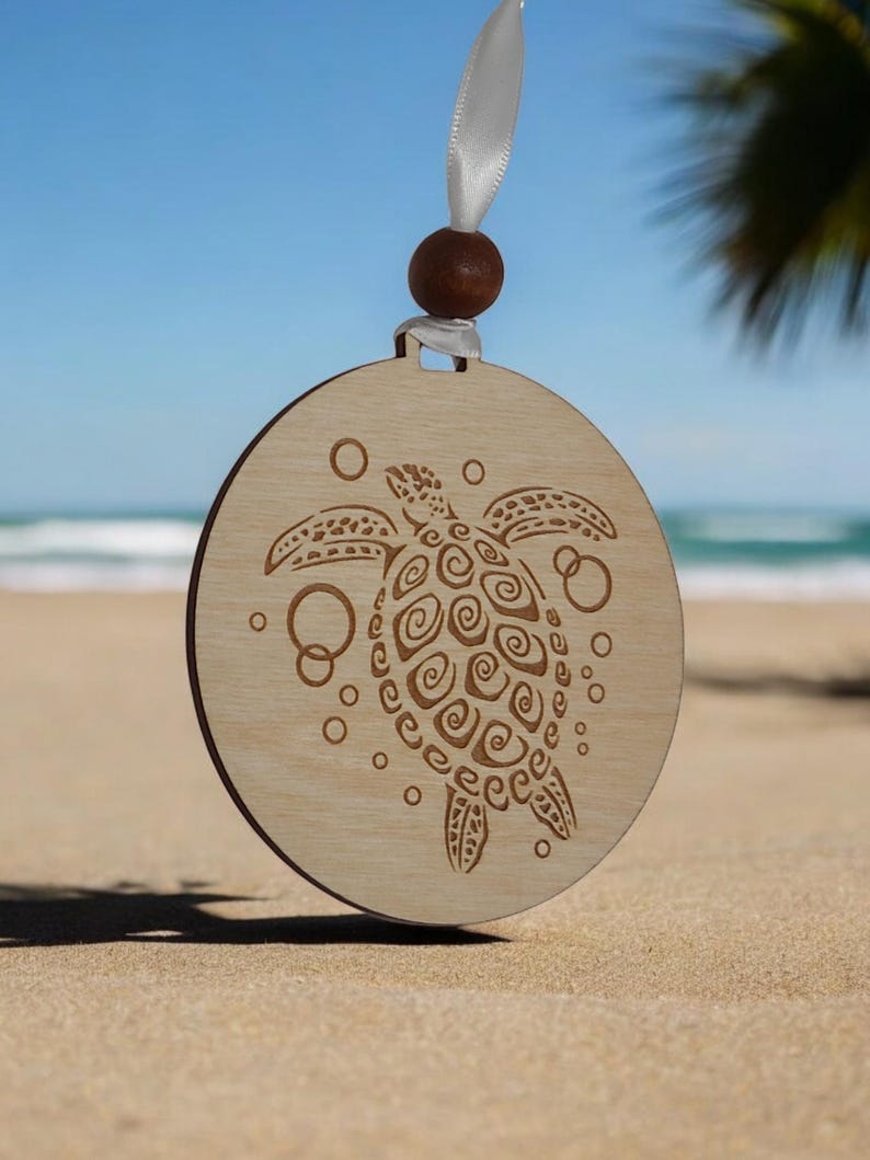 Tribal Turtle Ornament Sea Turtle Swimming Etsy