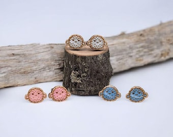Pufferfish Handpainted Wood Stud Earrings