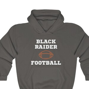 Black Raider Football, Unisex ADULT Heavy Blend Hooded Sweatshirt Gildan 18500, East High School, Sioux City Iowa