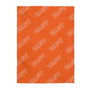 Black Raider Velveteen Plush Blanket, Football, SPOKE Custom, East High School, Sioux City Iowa, Orange