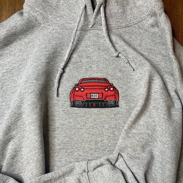 Gtr R35 (pick your color car) embroidered HOODIE OR CREWNECK