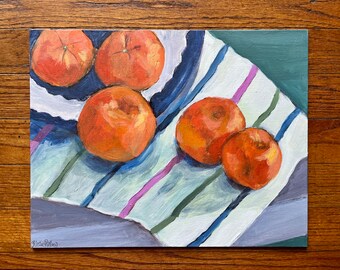 11x14 - “Kitchen Oranges” Original Acrylic on Canvas Board