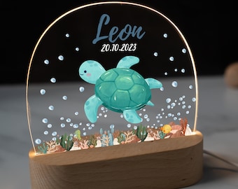 Gepersonaliseerde nachtlamp van acryl, babycadeau geboorte, doopcadeau, kinderkamer, verjaardagscadeau, bedlampje, babycadeau