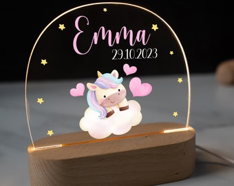 Personalisierte Nachtlampe aus Acryl, Babygeschenk Geburt, Taufgeschenk, Kinderzimmer, Geburtstagsgeschenk, Nachttischlampe, baby geschenk