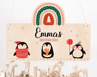 Gepersonaliseerde adventskalender met naam, Kerstmis, houten adventskalender, advent, jute tas, adventskalender om te vullen, kinderen