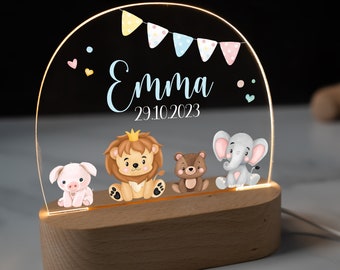 Personalisierte Nachtlampe aus Acryl, Babygeschenk Geburt, Taufgeschenk, Kinderzimmer, Geburtstagsgeschenk, Nachttischlampe, baby geschenk