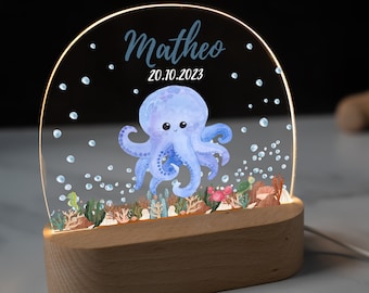 Personalized night lamp made of acrylic, baby gift birth, christening gift, children's room, birthday gift, bedside lamp, baby gift